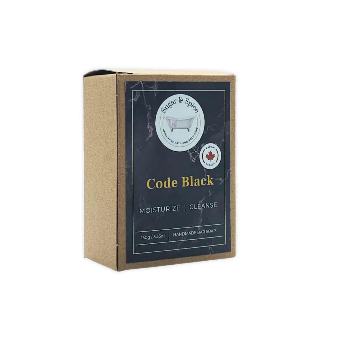 code black bar soap in card board box