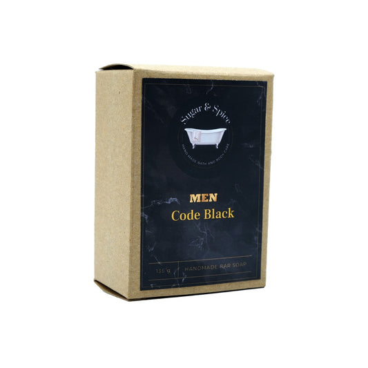 code black bar soap in card board box