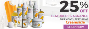 25% Off Sugar and Spice Bath and Body Care Creamsicle Natural Products made in Canada Maple Ridge BC Banner